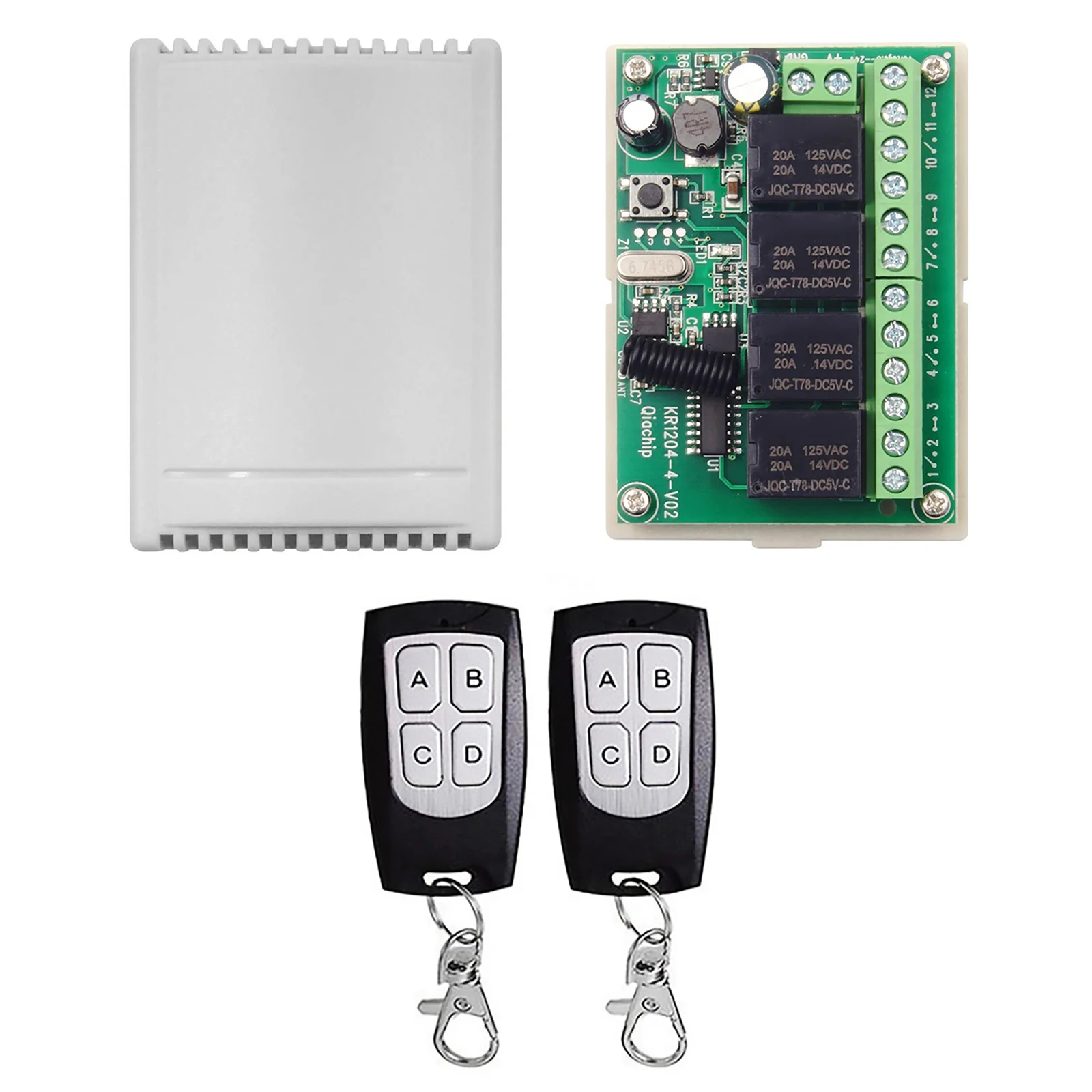 433MHz Wireless RF Remote Control Switch DC 6V-30V 4CH 4 Channel RF Relay Receiver For Garage Door/Alarm System Controller