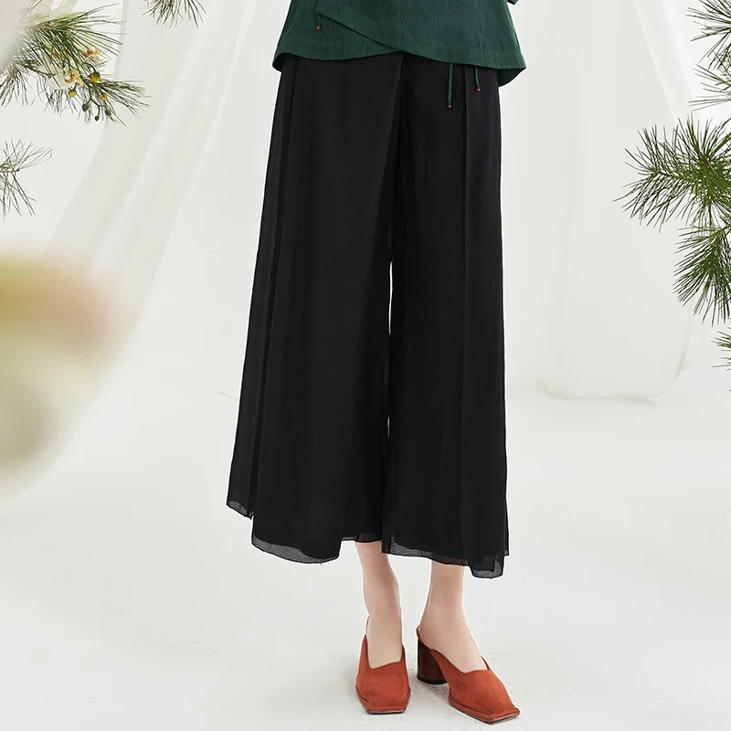 

Оригинальные свободные повседневные брюки прямого кроя с драпировкой и пэчворком для женщин, осенне-зимний сезон, талия на резинке, 75% нейлон, волокно с добавлением клея.