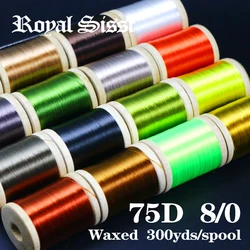 Royal Sissi 15colors small wooden spooled fly tying thread 8/0 highly waxed 300yds/spool 75Denir hybrid filaments tying thread