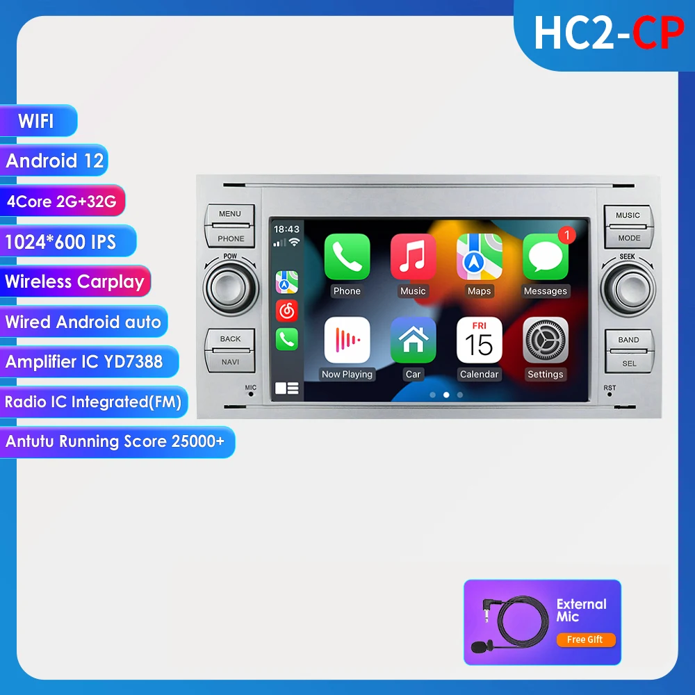 2DIN Android Autoradio-Player für Ford Mondeo S-max Focus C-MAX Galaxy Kuga Fiesta Transit Fusion Connect Auto-Stereoanlage Audio GPS