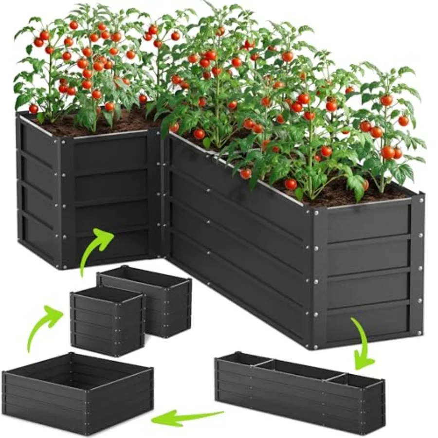 

Модульный комплект для приподнятых грядок 6x3x2, высота 13 дюймов, 13 в 1, DIY, настраиваемые формы, металлические приподнятые грядки для овощей, цветов, для патио и сада