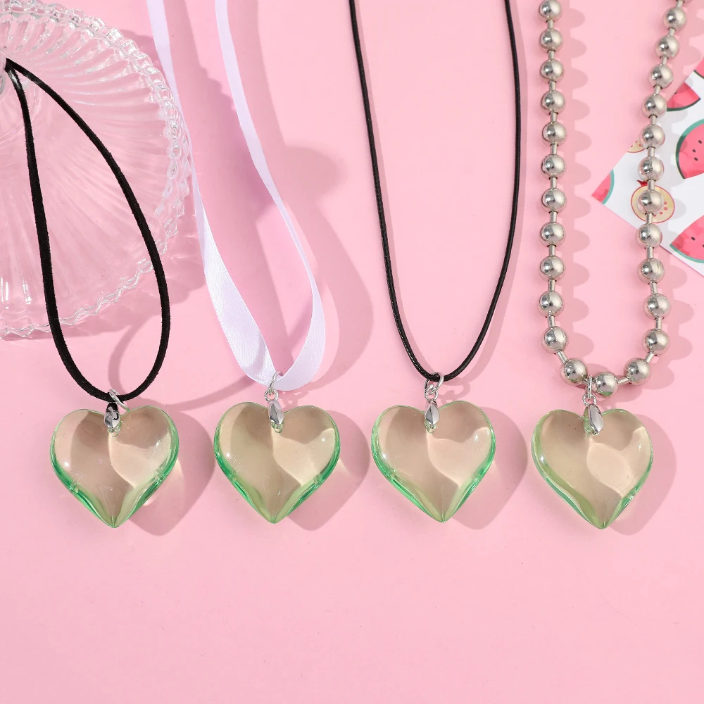 Women's Double Layered Charm Bow Crystal Heart Necklace Spicy Girl Style Clavicle Chain Temperament Accessory Gift