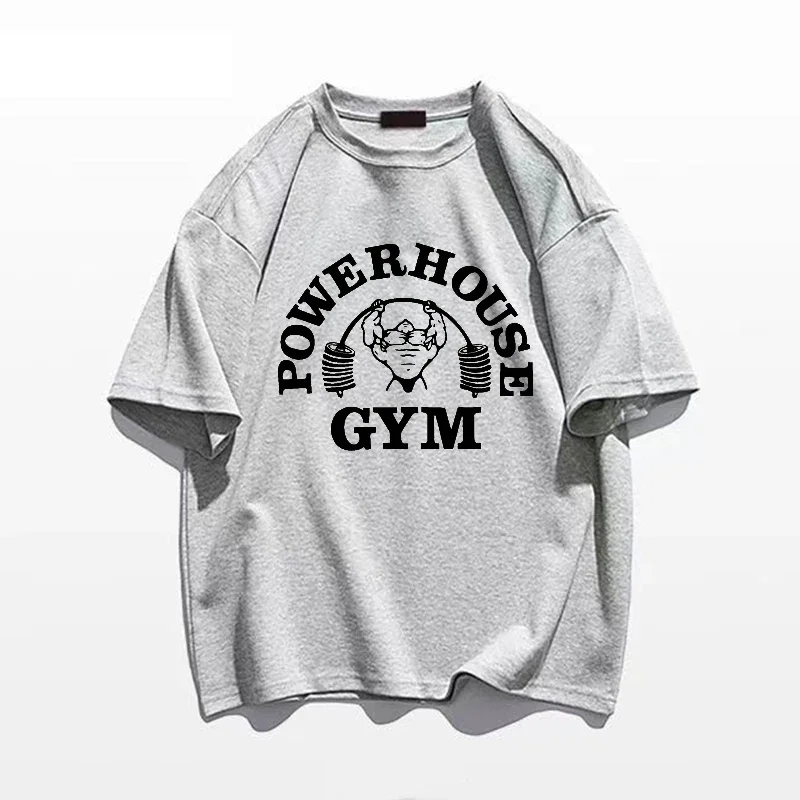 Powerhouse Gym Print T-Shirts Frühling Sommer Frauen Täglich Casual Lose Baumwolle Kleidung Harajuku Brief Applikationen Frauen T-shirts – Detail 2