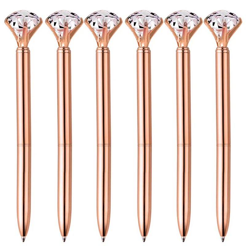 

6Pcs Ballpoint Pens Metal Crystal Diamond Pen for Journaling Black Ink Ballpoint Pens Gifts for Teacher School Office