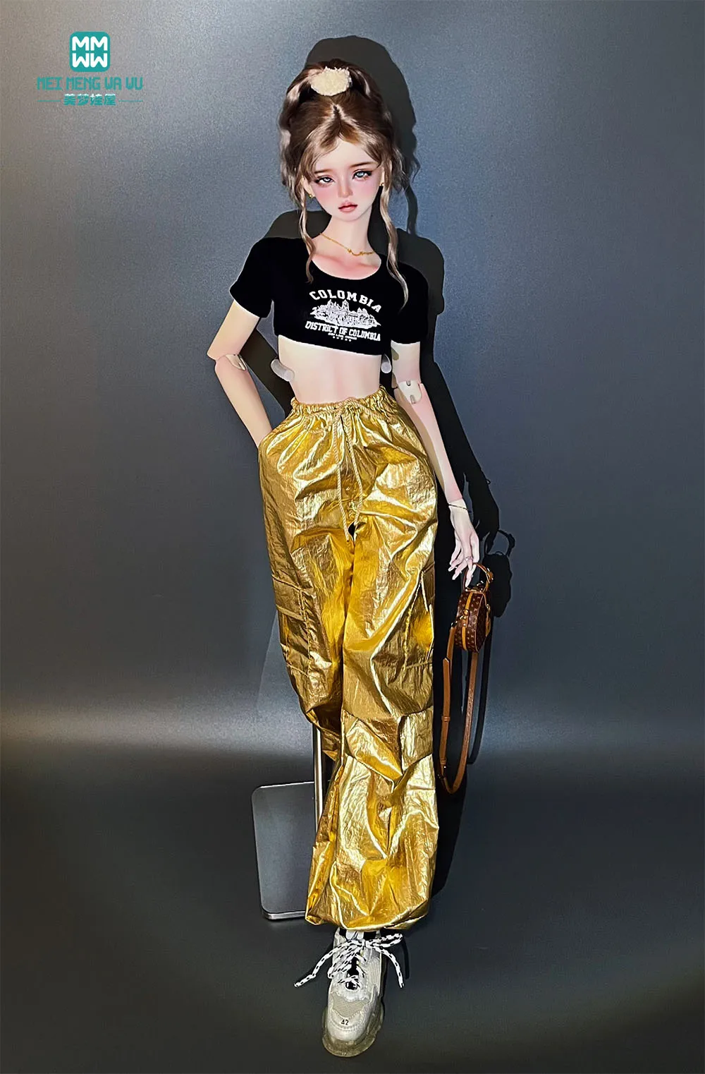 Passend für 43-60cm 1/3 1/4 SD DD BJD Puppenkleidung Modische Arbeitshose Kurzes T-Shirt Mädchen Geschenk – Detail 15