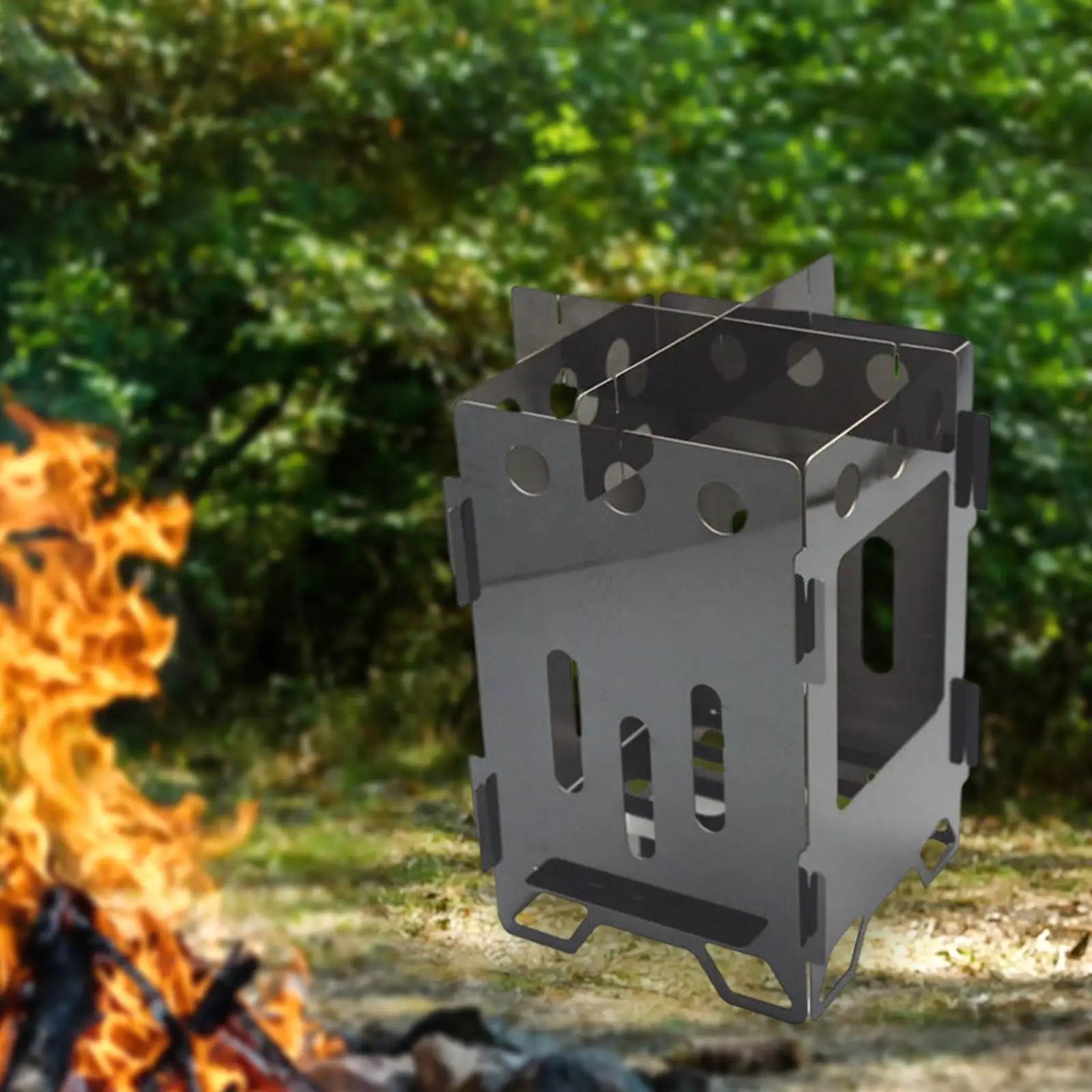 Portable Camping Wood Stove Folding Titanium Fire Pit Sturdy Alcohol for Cooking Pot