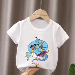 Hot Sale Aladdin Jasmine Princess Print Cartoon Kids T-Shirts Girls Clothes Baby Boys Short Sleeve T shirt Summer Children Tops