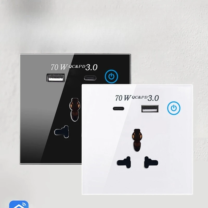 

WIFI/ZigBee smart socket, European and British 70W fast charging multi-national universal graffiti WiFi socket