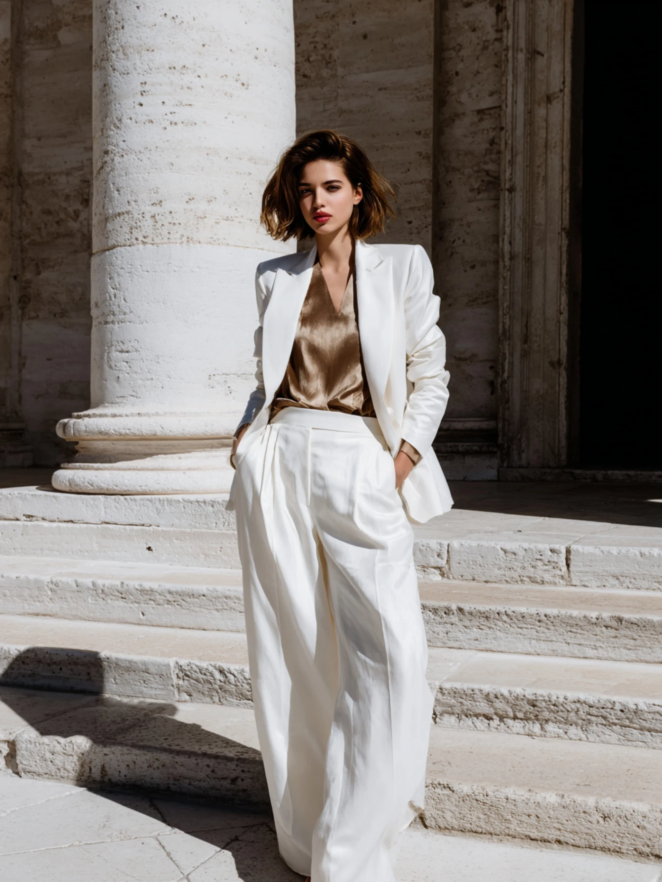 

Mia Muse Select Women's Blazer Autumn Winter Elegant 2025 Sophisticated Plain Long Sleeve Turn Down Collar Commute Blazer