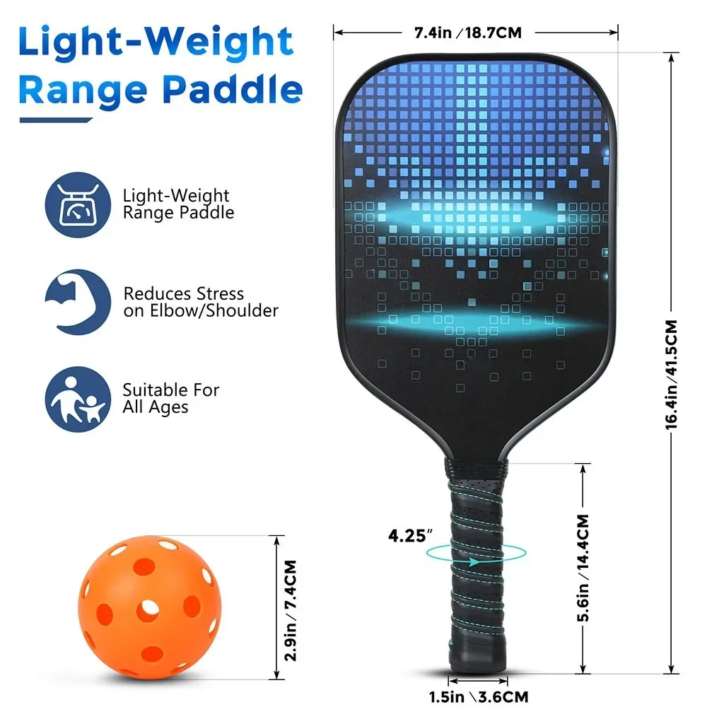 Zugelassene Pickleball-Paddel-Set für Schläger, 4 Bälle, tragbare Schlägerabdeckung, Tragetasche, Geschenkset, USAPA-Tennisschläger, Honeycom