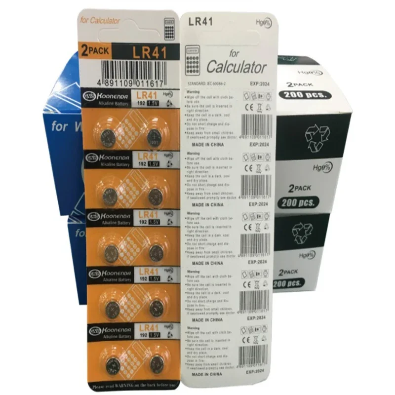 1 Card = 10PCS AG3 1.55V Alkaline Button Battery AG3 192 LR41 SR41SW L736 Coin Cell Button Batteries for Watches Toys