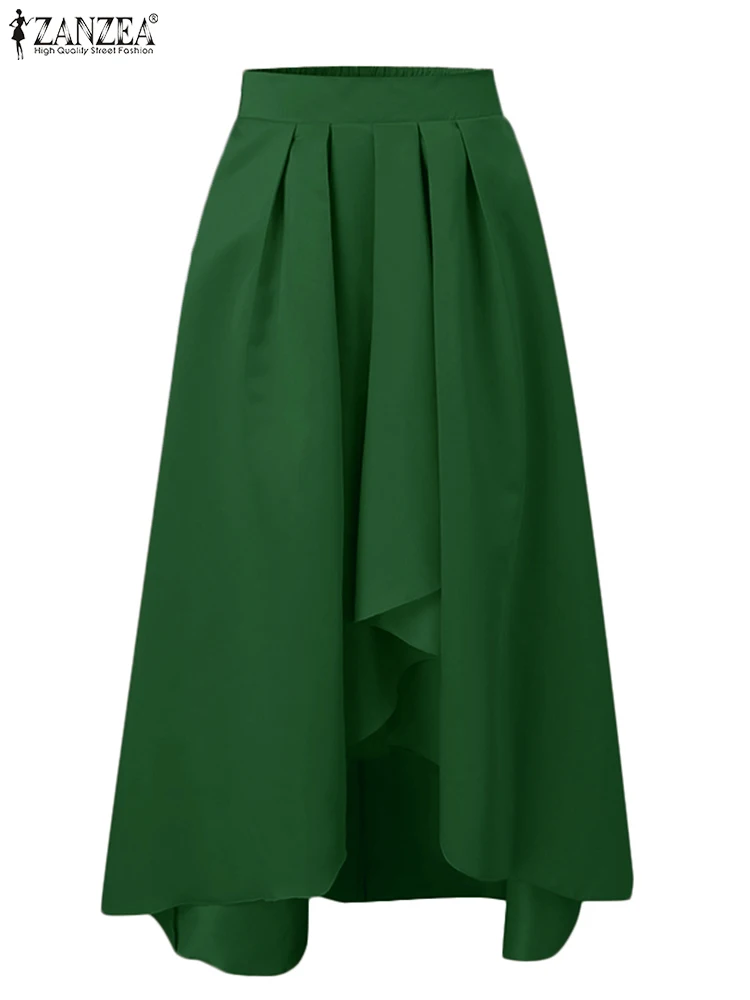 ZANZEA Elegant Women Irregular Hem Skirt 2025 Autumn Satin Jupes Holiday Cross Design Maxi Overskirts Solid Oversized Skirts