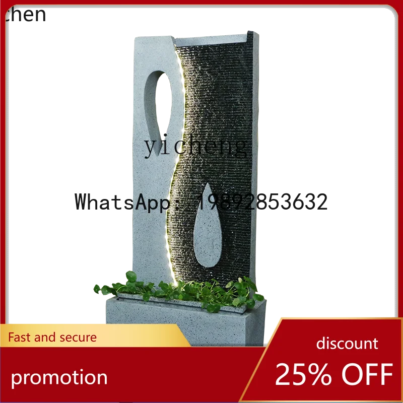 HT  Feng Shui Ornament Home Lucky Water LED Living Room Flower Planting Floor Creative Night Scene Decoration