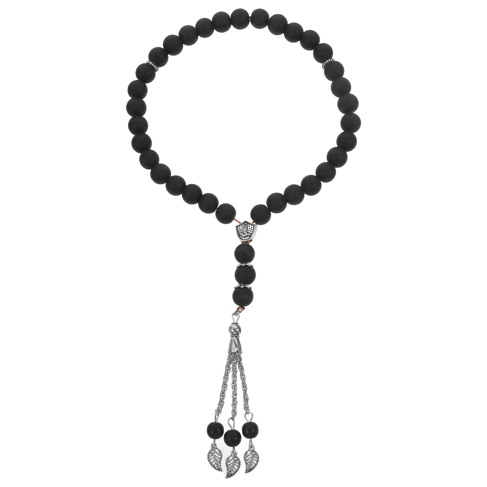 سبحة صلاة من الزجاج، مسبحة إسلامية سوداء، صناعة متقنة، سطح أملس مثالي للارتداء أو هدايا جمع المسلمين