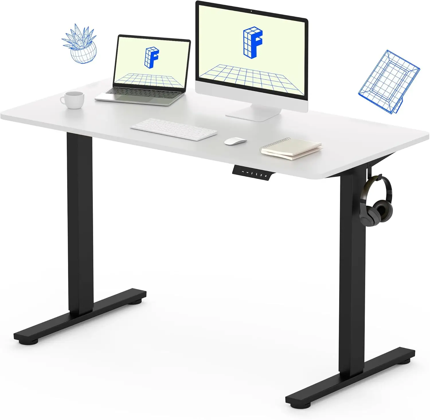 Whole-Piece Standing Desk 48 x 24 Inches Height Adjustable Electric Desk Sit Stand Desk Home Office Desks