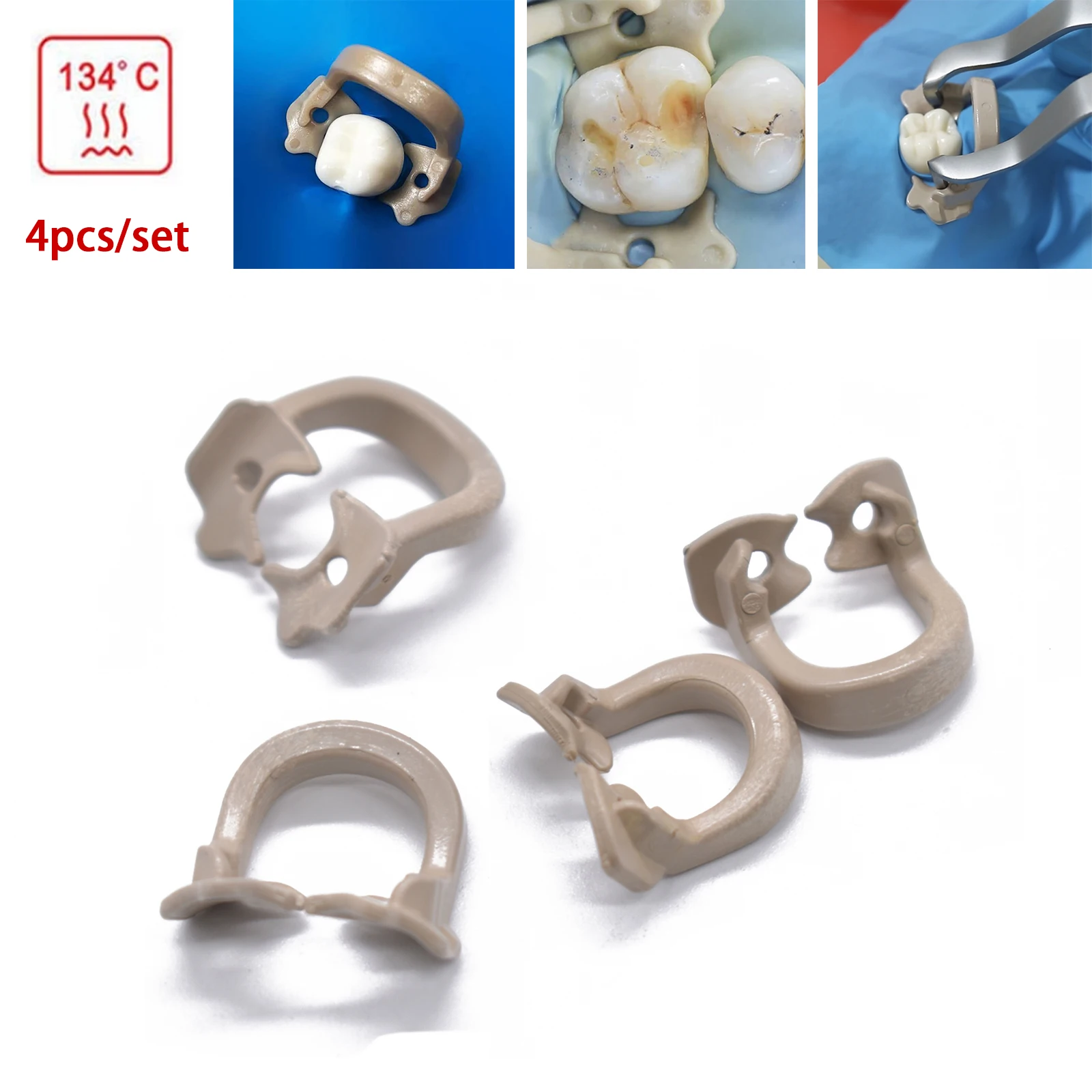 4pcs/set Dental Dam Clips Resin Barrier Clamps Rubber Sectional Matrix Band Molar Clips Autoclavable 134℃