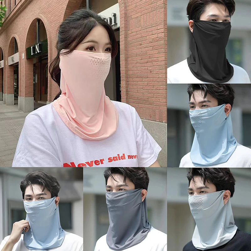 Summer UV Protection Outdoor Neck Wrap Cover Sports Sun Protection Ice Silk Mask Face Cover Neck Wrap Cover Sunscreen Face Scarf