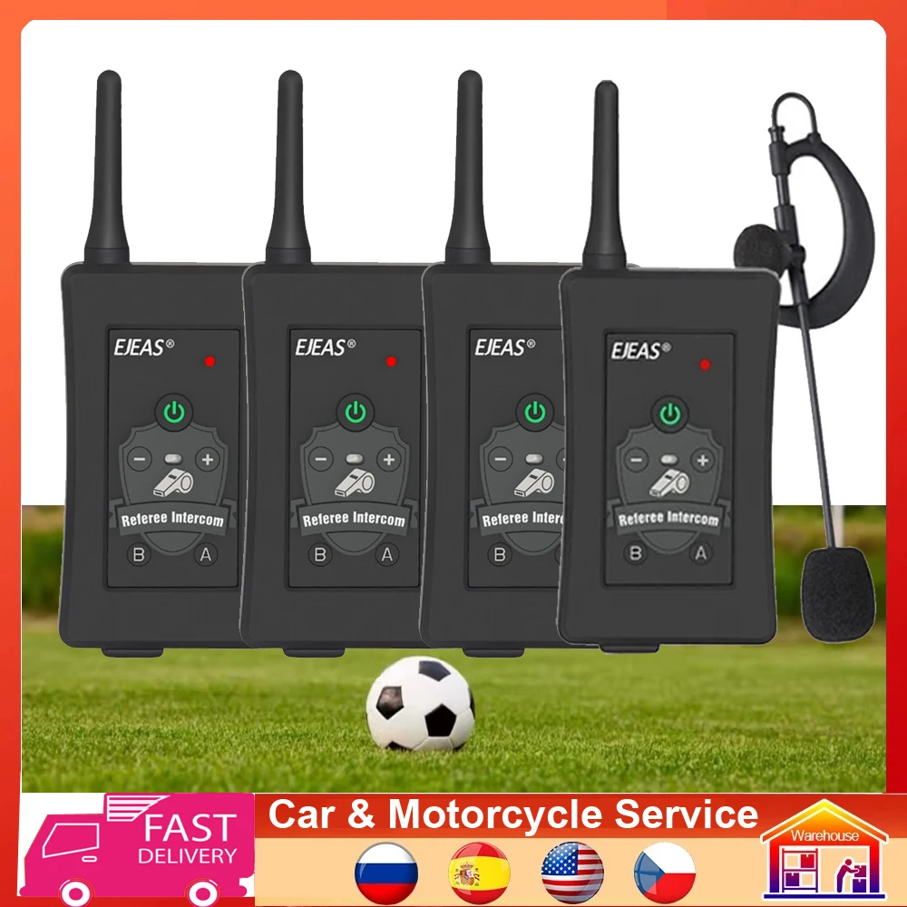 EJEAS FBIM Sistema Di Comunicazione Bluetooth Per Arbitri – Interfono Per 4 Persone, 1500m, Riduzione Rumore CVC, IP65, Batteria 850mAh, Valigia Inclusa