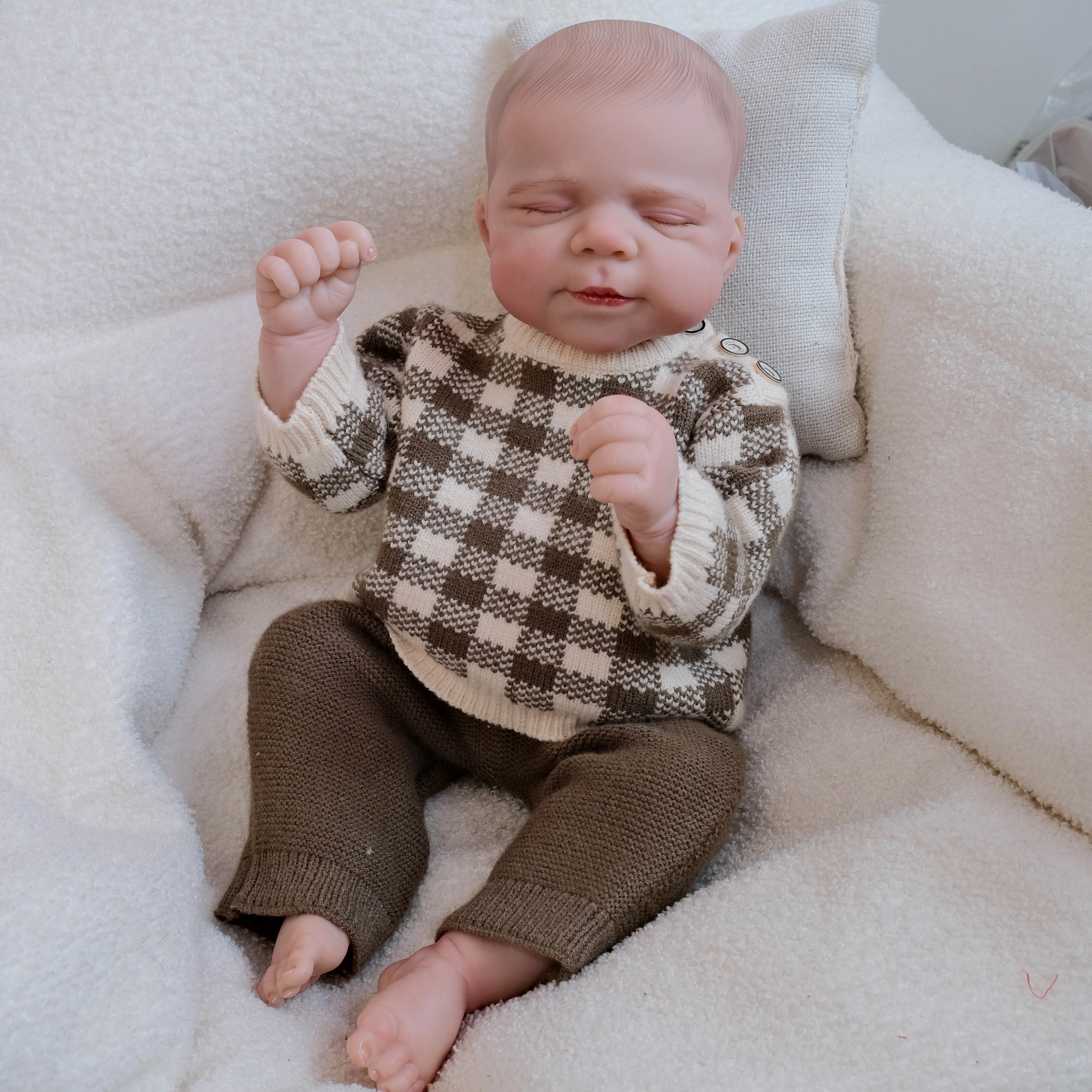 NPK Muñeca Reborn de cuerpo de niña de vinilo realista de 18 pulgadas con piel 3D y pelo pintado a mano muñeca Reborn de vinilo completo