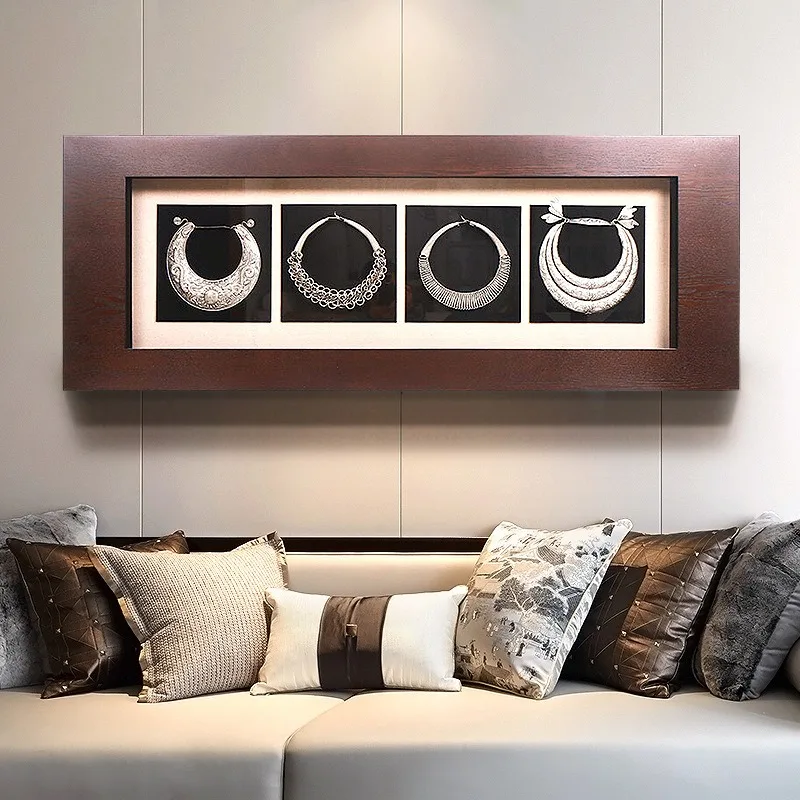 New Chinese creative living room sofa background wall decoration painting, ethnic style high-end   painting
