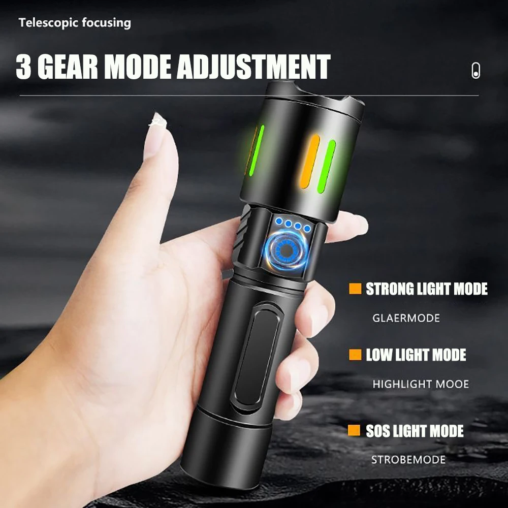 10000000LM Ultra Powerful White Laser Flashlight USB Rechargeable High Power Shot Long 5000M Tactical Telescopic Lantern Camping