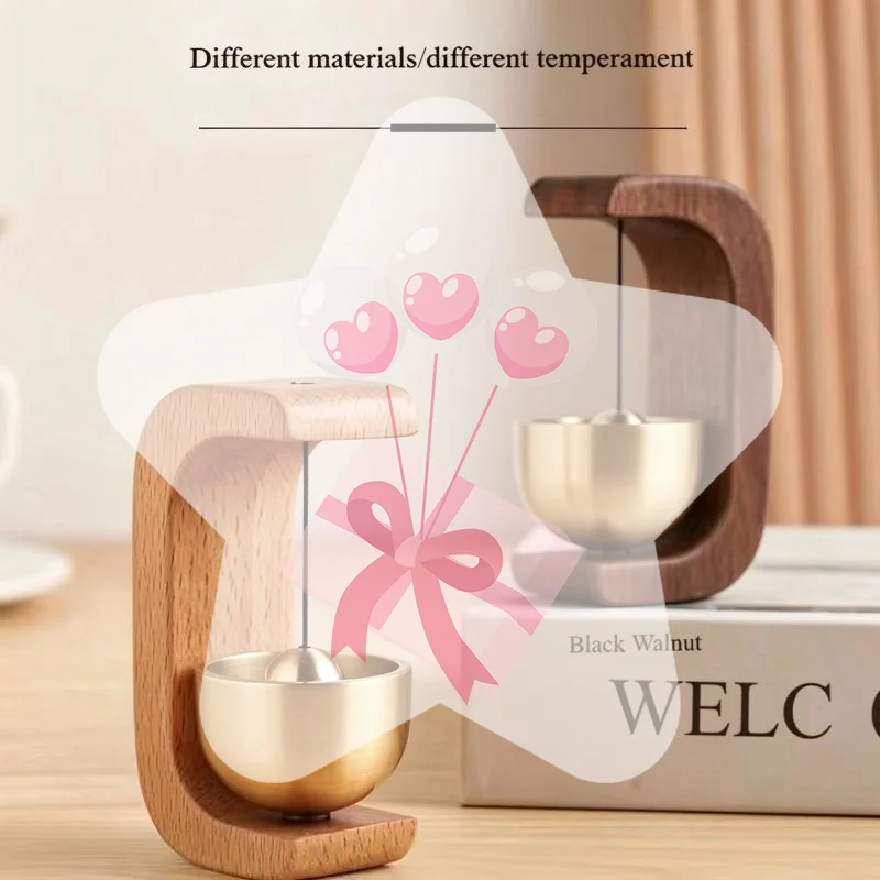 1Pcs Door Opening Reminder Bell Wooden Dopamine Doorbell Suction Type Entrance Wind Chime Housewarming Gift
