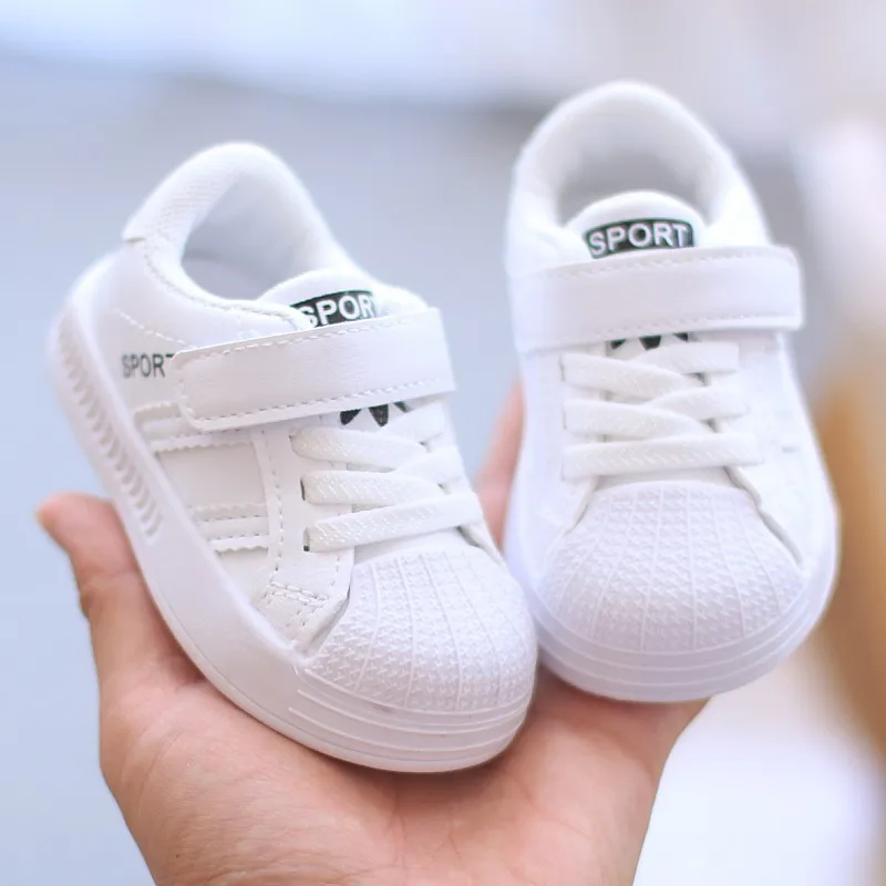 Children All-match Shell Head Small White Shoes Baby Kid\'s Walking Shoes Boys and Girls Outdoor Sneakers Kids Casual Footwear