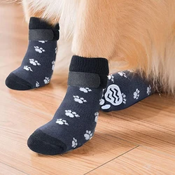 Warm Cotton Dog Socks Double Side Anti-slip Sock Elasticity Soft Comfortable Boots Stripe Stylish Pet Paw Protection for Winter