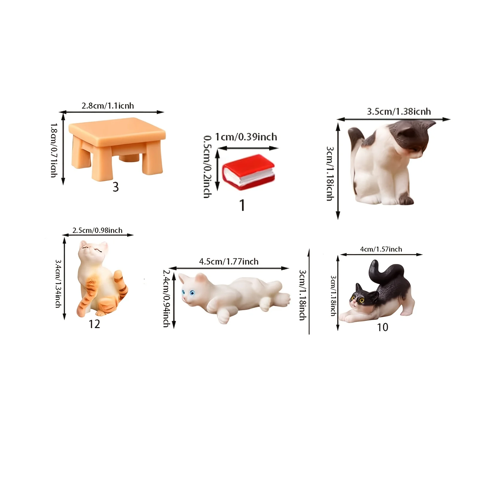 6PC/ SetResin Cats Ornament Kitten Figurine Animal Miniature Fairy Garden Doll House Decoration DIY Micro Landscape Home Decor