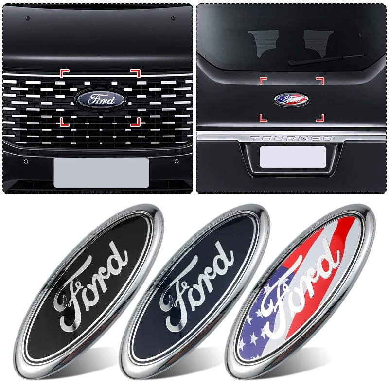 

3D Plating Car Front Hood Emblem Bonnet Badge Trunk Decoration for Ford Ecosport C-Max Escort Explorer Fusion Kuga Mondeo Focus