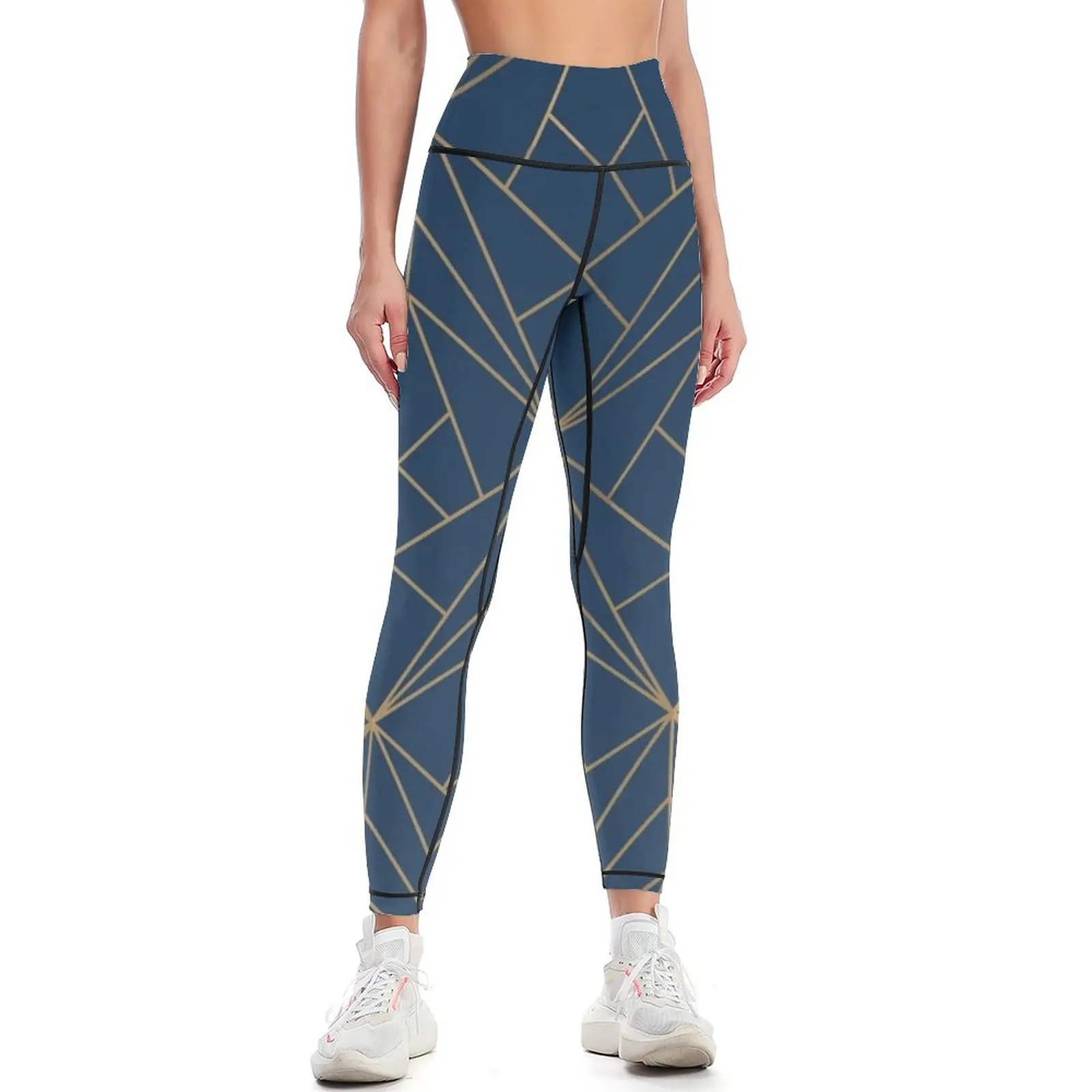 Teal and Gold Geometric Pattern Leggings Women's gym gym womans Womens Leggings