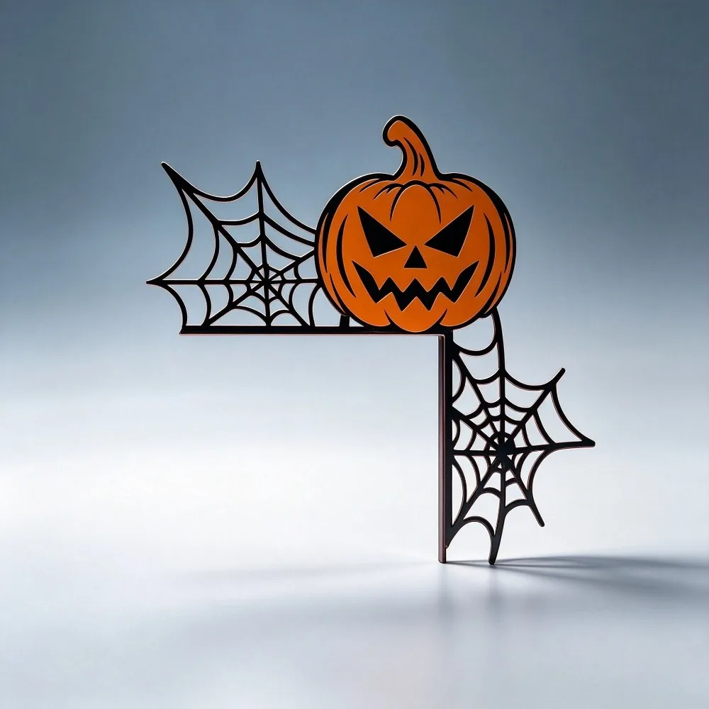 CIFBUY Halloween Door Corner Decor Jack-O-Lantern Spider Web Metal Wall Art Iron Hanging Ornament Festive Holiday Home Party