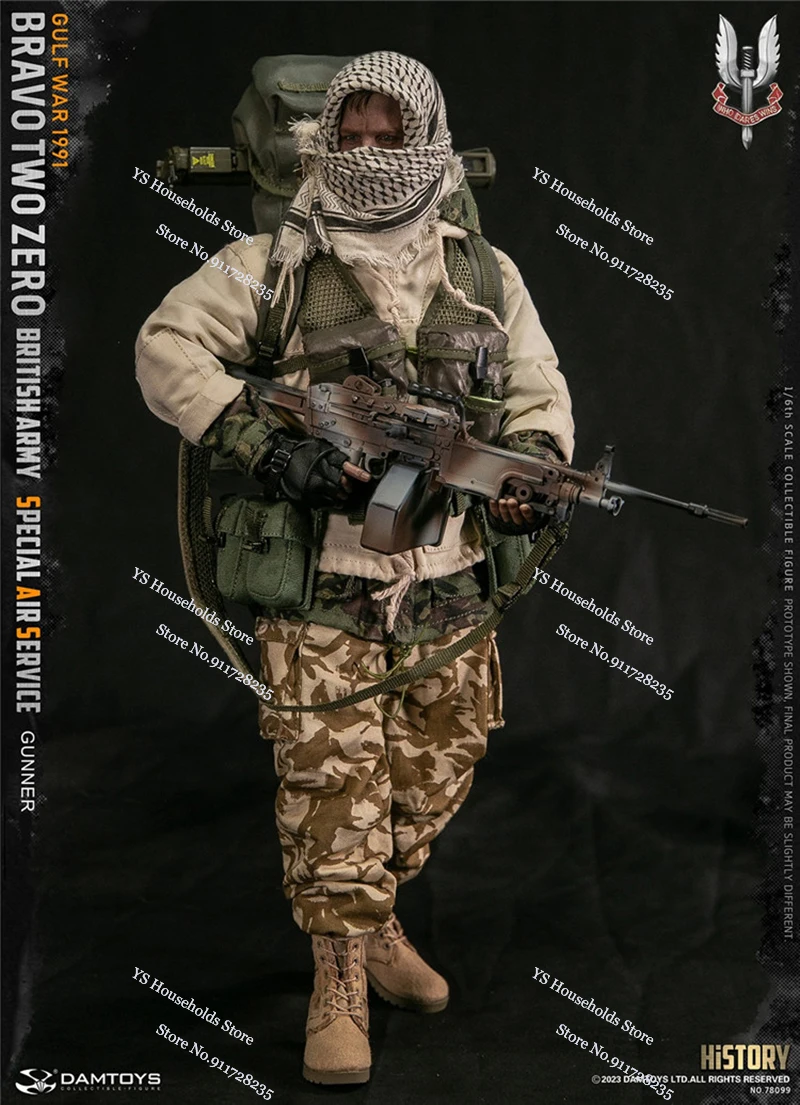 DAMTOYS 78099 1/6 British Army Special Air Service Gunner Action Figure Bravo Man Soldier Gulf War 1991 History 12