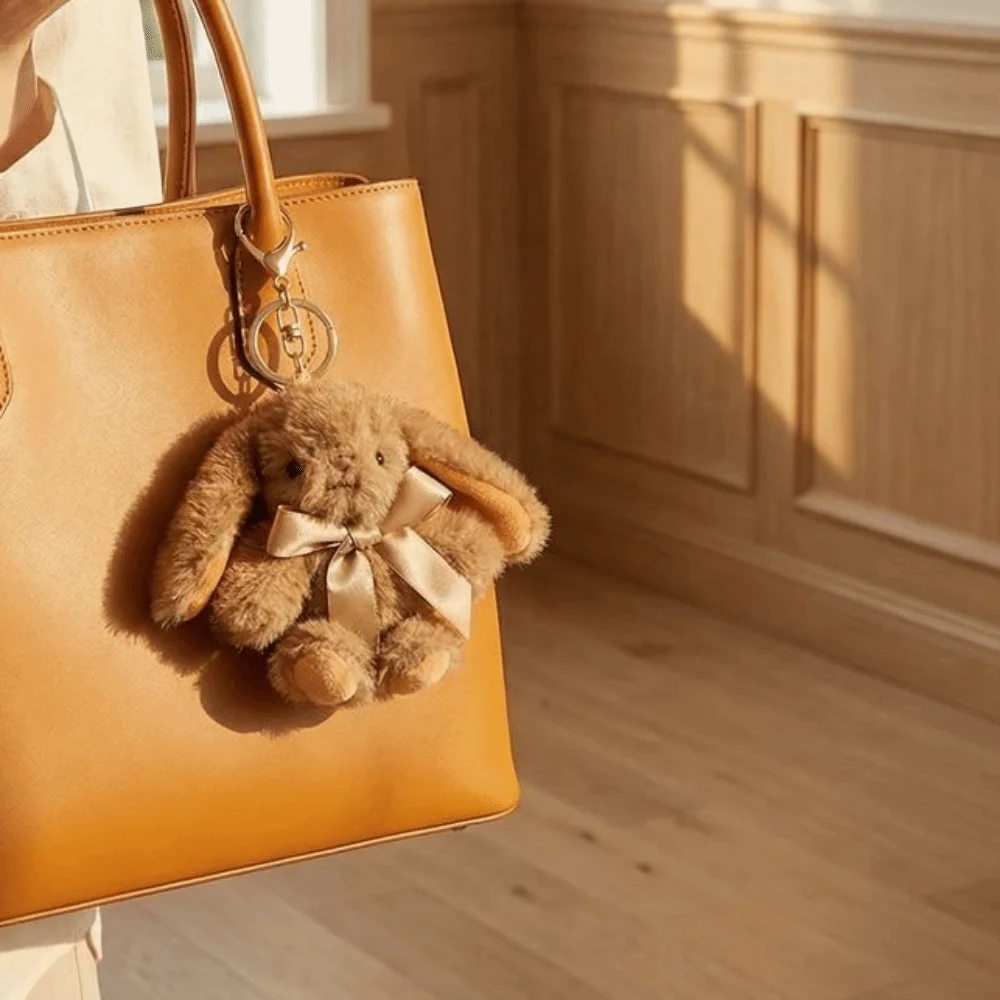 

Pendant Cute Cartoon Plush Rabbit Keychain Fur Decoration Easter Bunny Key Ring Pompom Colorful Animal Bag Charm Gift