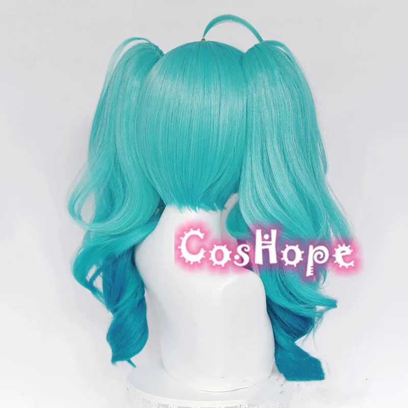 

2025 12 Мику Маленький Дьявол Парики на клипсе 55 см Длинные Синие Градиентные Вьющиеся Хвостики Косплей Парик Из Синтетических Волос Для Хэллоуина