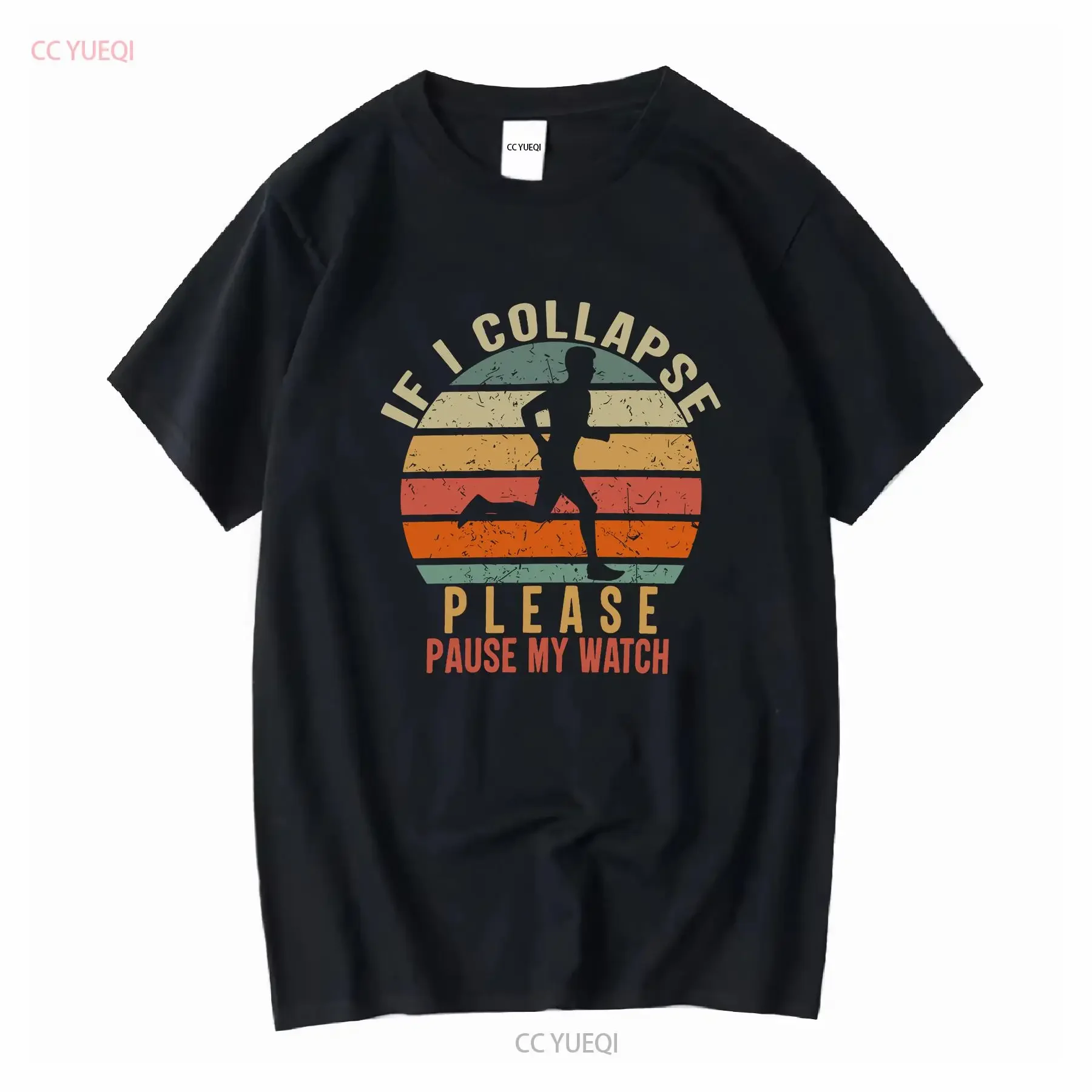Wenn ich zusammenbruche, bitte stoppen Sie meine Uhr. T-Shirt mit lustigem Läufer-Motiv für Herren, Marathonlauf, lange oder kurze Ärmel, Vintage-Waschung.