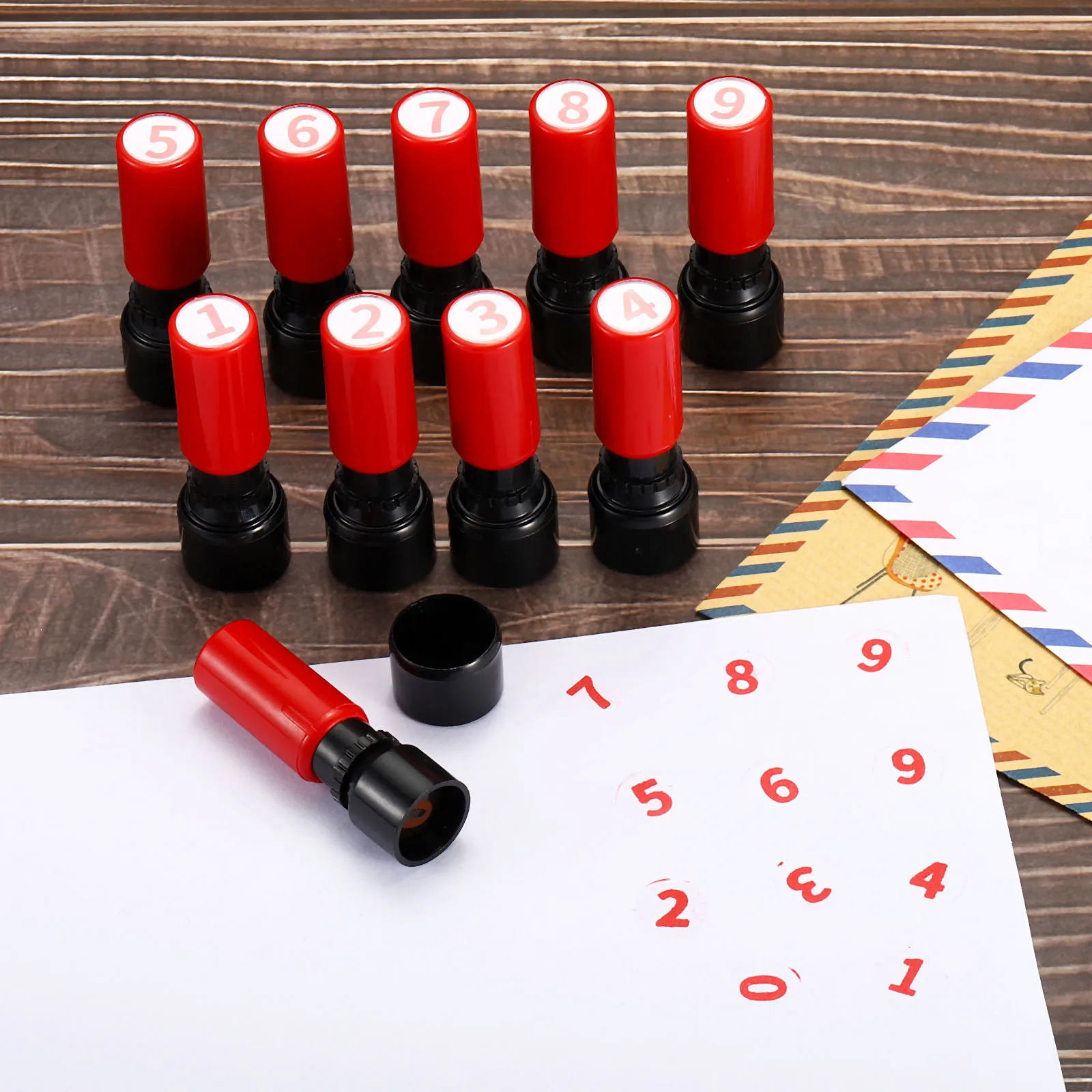 Numeral 0-9 Number Stamps Self Inking 7mm Number Stamp Teacher Stamp Initial Stamp Ink Stamp for Class Notebook Scrapbooking DIY