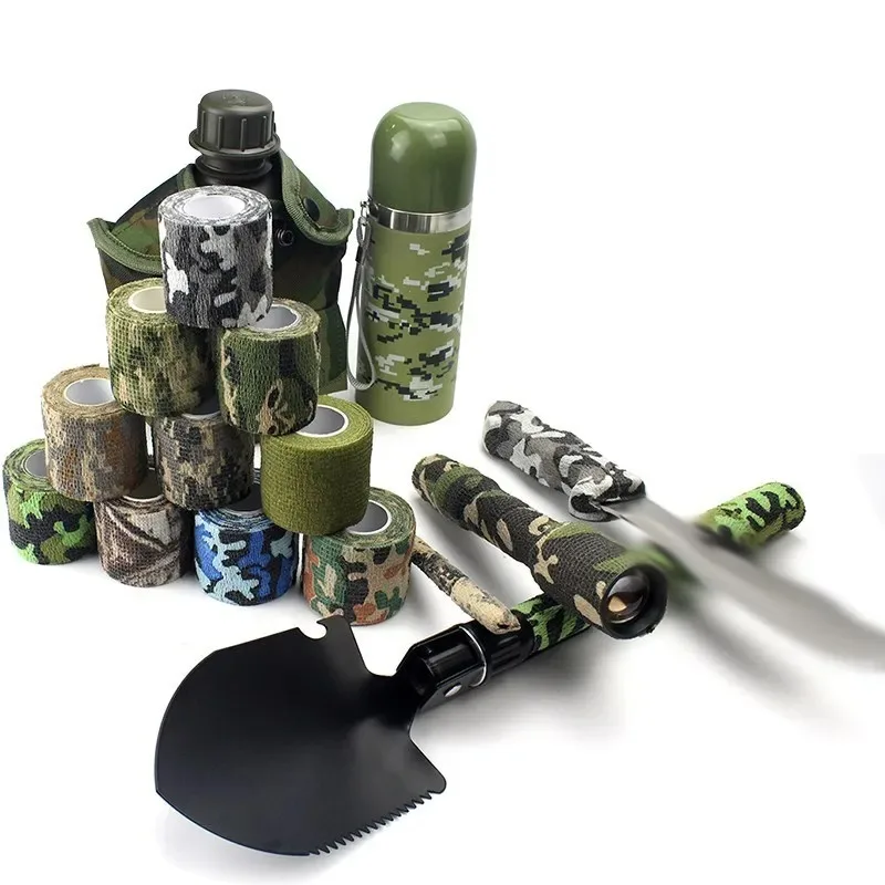 6Pcs Grass Camouflage Sport Self Adhesive Elastic Bandage Wrap Tape Elastoplast For Knee Support Pads Finger Ankle Palm