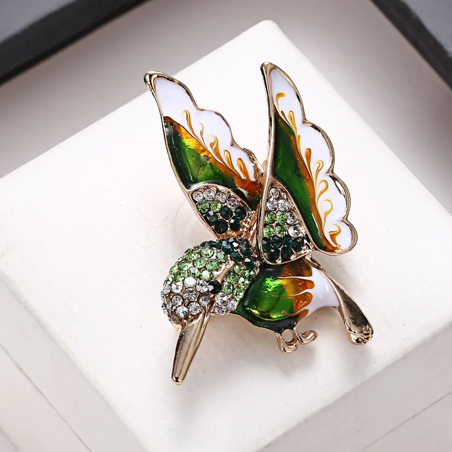 Rinhoo Voll Strass Flying Vögel Brosche für Frauen Lebendige Vogel Schlenker Runde Perlen Tier Revers Pins Hummingbird Abzeichen Corsage – Detail 38