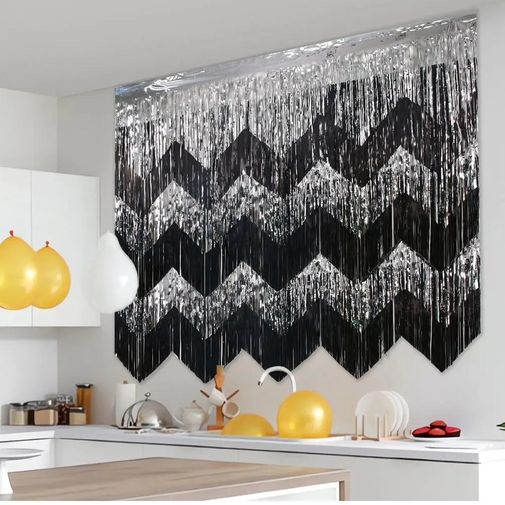 

3PCS 50x200cm Wave Rain Silk Curtain PET Exquisite Glitter Rain Curtain Decorative Party Backdrop Curtains Holiday Decor