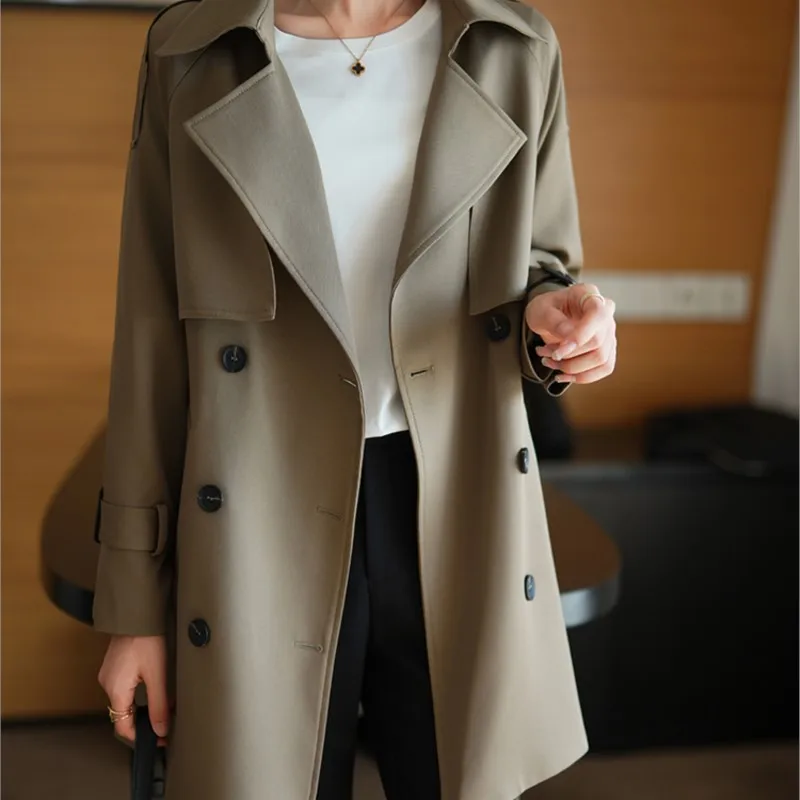 Korean Style British Short Trench Coat Small Women Western plus Size Classic