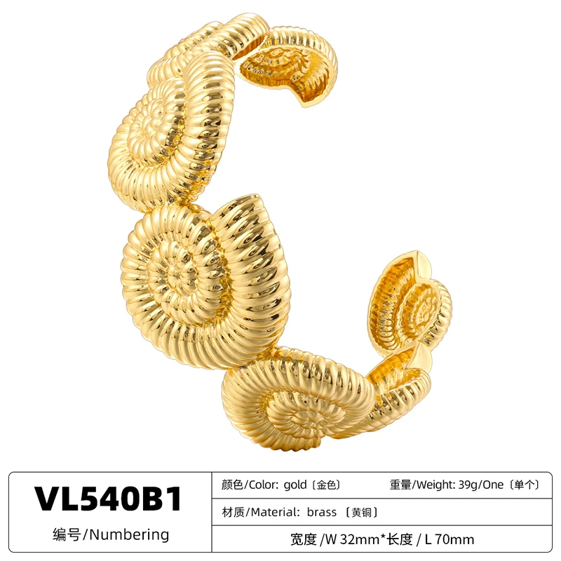 ZHUKOU 18K gold plated brass metal flower necklace bracelet conch ring unisex jewellery party gift:VL543