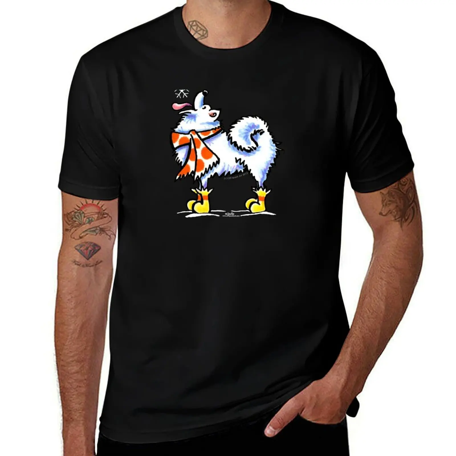 Samoyed / American Eskimo Dog Celebrate Winter T-Shirt Breathable Sportswear T-Shirt for Men