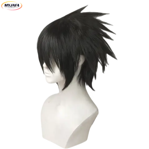 High Quality Sasuke Uchiha Cosplay Wig Short Black Heat Resistant Synthetic Hair Anime Cosplay Wigs + Wig Cap