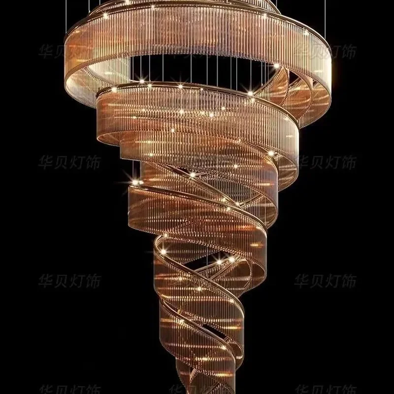 Luxury Crystal Chandelier for High Ceiling Villa Duplex Staircase Living Room Modern Art Pendant Light for Middle Floor Hotel