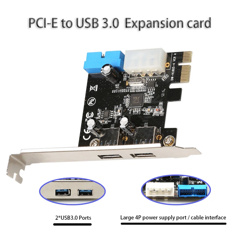 

USB3.0 HUB VL805 chip 20PIN Connector Extender PCIe Converter PCIE to USB3.0 Expansion card converter large 4P power supply port