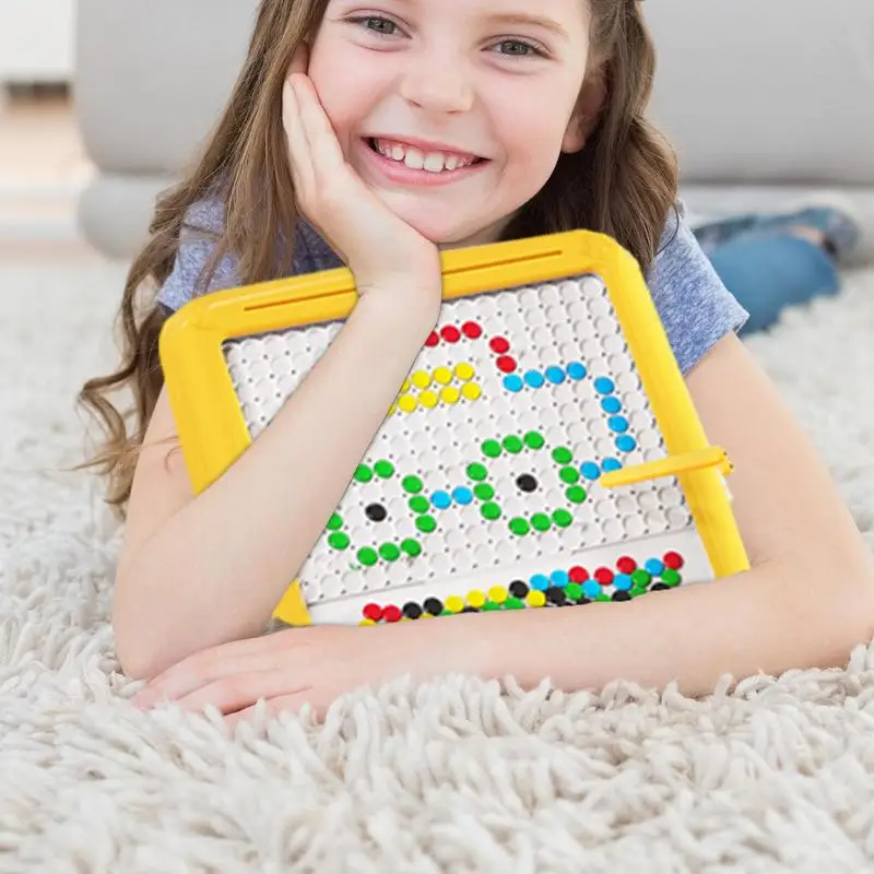 Papan gambar titik magnetik 2-in-1 papan Doodle belajar besar papan Dot magnetik mainan pendidikan Ideal untuk anak-anak usia 3