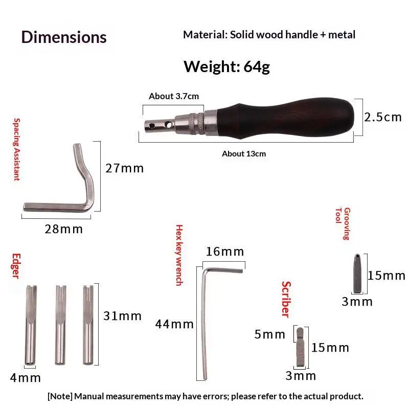 7 In 1 Leather GrooverTool,Pro Adjustable Stitching Working Tools Creasing Edge Beveler Leather Carving Cutting Tool Kit For DIY