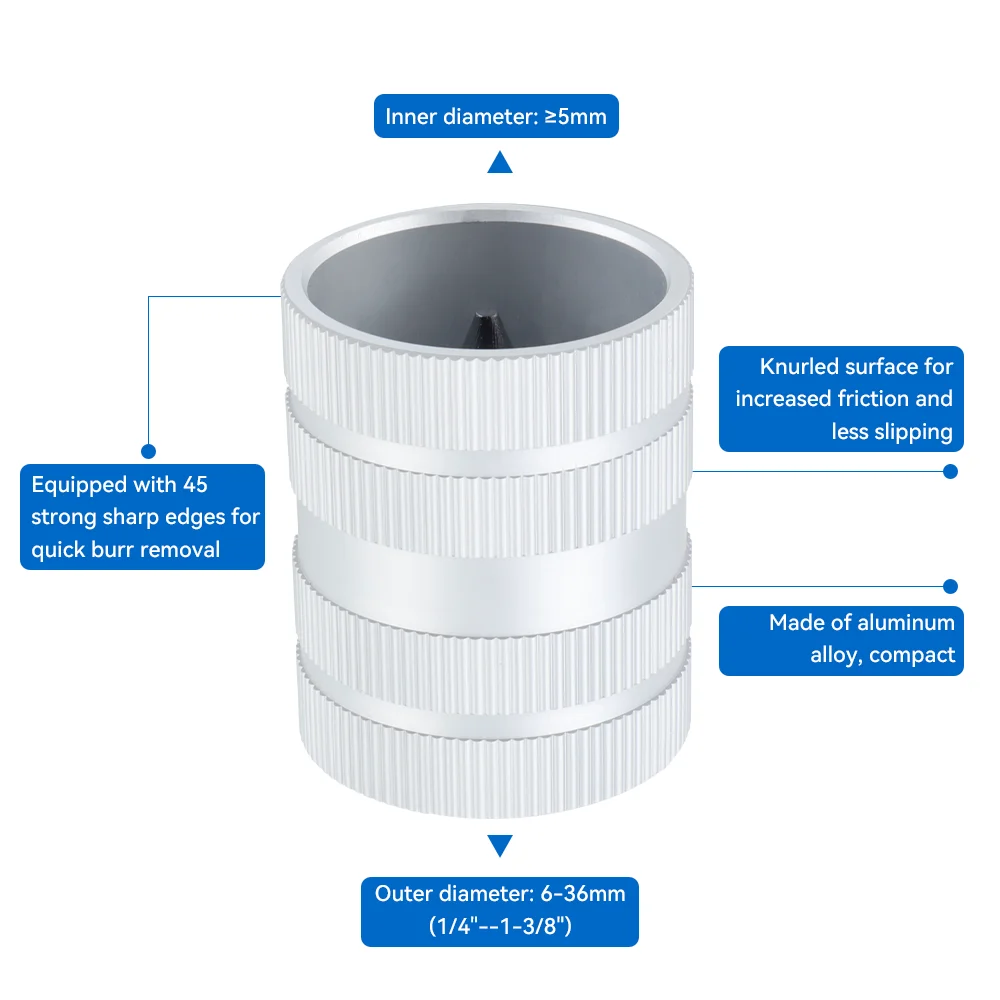 مثقب الأنابيب، أداة إزالة النتوءات، مقص أنابيب داخلي وخارجي بقياس 1/4 بوصة إلى 1-3/8 بوصة، سبيكة ألومنيوم، أداة سباكة احترافية لأنابيب النحاس وأنابيب PVC