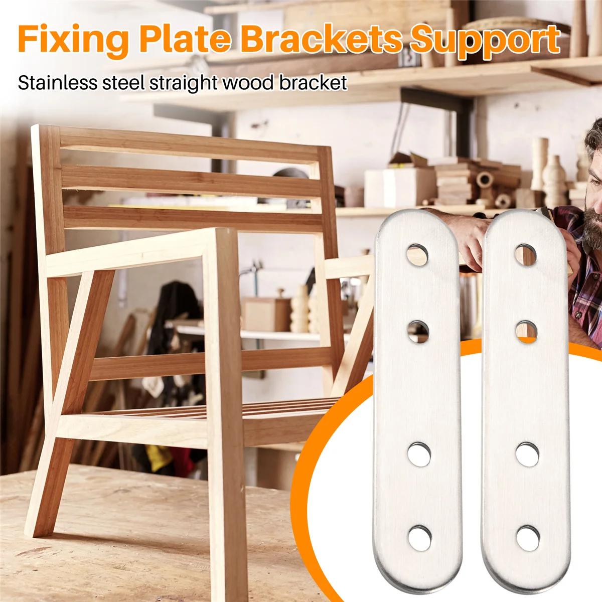 

A71P Flat Stainless Steel Repair Mending Fixing Plate Brackets Support 2pcs